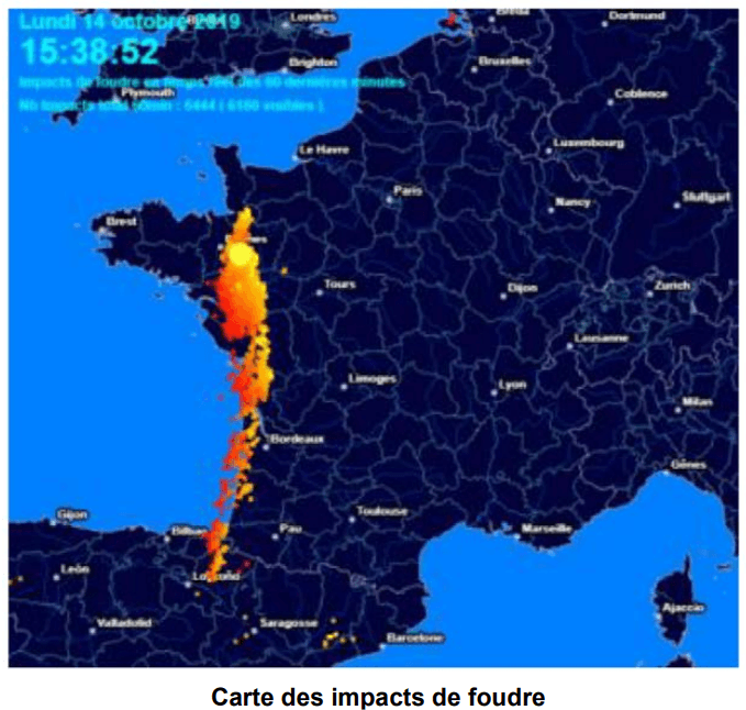 carte des impacts de foudre